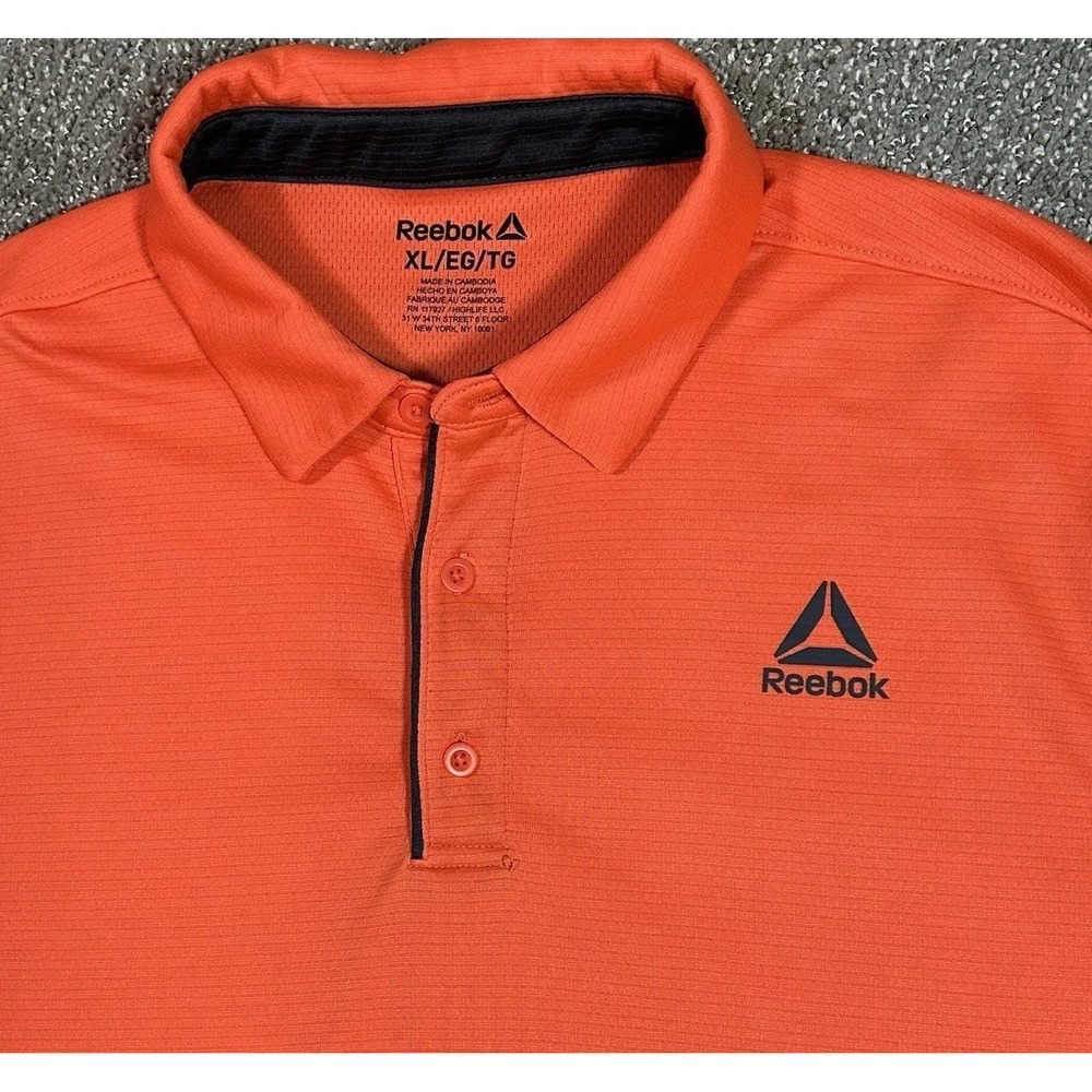 Reebok Men's Polo/Golf Shirt - Men's XL- Orange W/Black‎ Logo NWOT